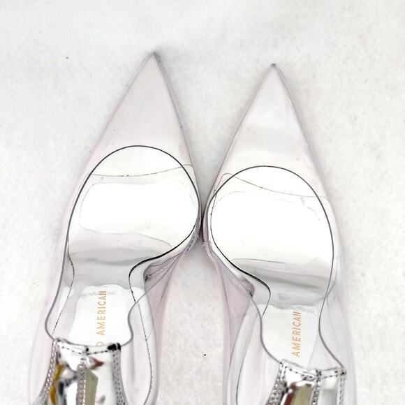Good American Women Size 12 Cinderella Clear Silver Patent Stiletto Pump 4" Heel - Picture 6 of 8